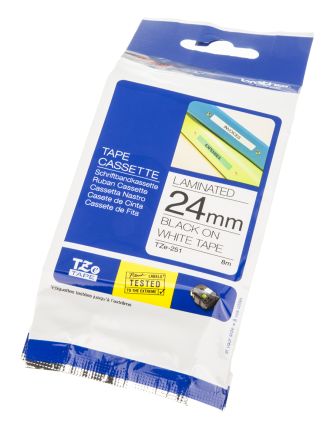 NASTRO BROTHER TZ-251 TZE251 24 MM NERO / BIANCO